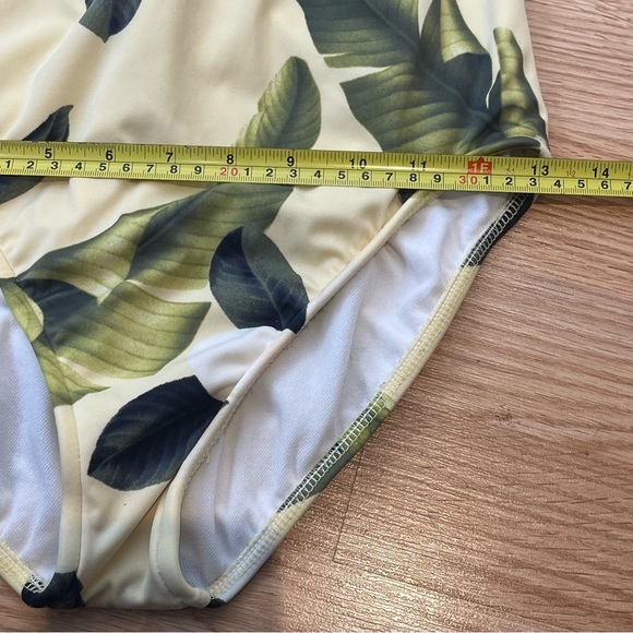 Vintage Leiloni 90s Pastel Yellow One Piece Tropical Floral Pinup Swimsuit 8 - Picture 15 of 16